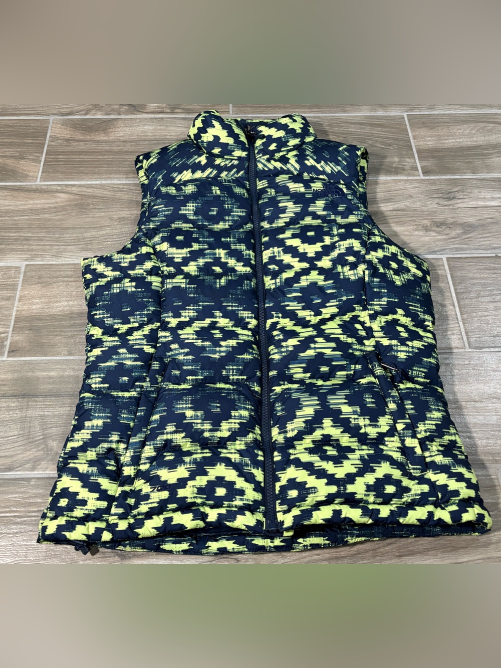 Vintage The North Face Blue Green 700 Down Puffer Vest Aztec Western Women’s S